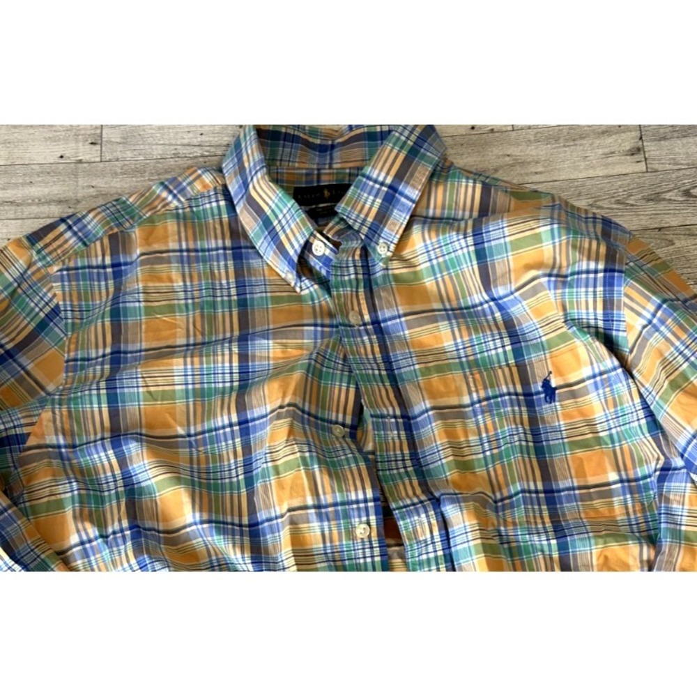 Polo Ralph Lauren Shirt Mens Big 2X Multicolor Plaid Blue Pony‎ Long Sleeve